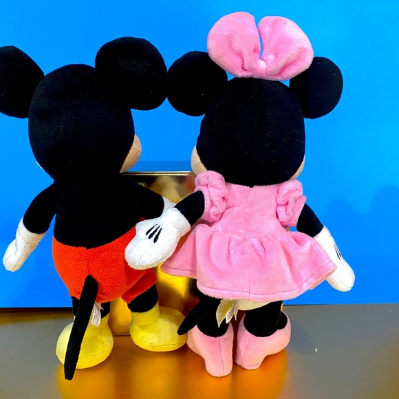 DISNEY BABIES MICKEY MOUSE & MINNIE MOUSE PLUSH RATTLE INSIDE CRINKLE BOW & EARS - Picture 9 of 14